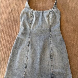 Zara Light Blue Denim Mini Slip Dress